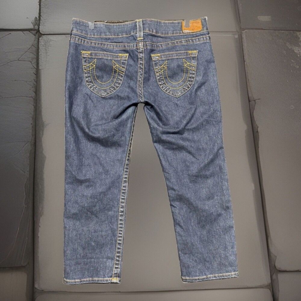 VTG True Religion Crop Capri Denim Jeans Y2K Boho Women’s 31x24.5 USA Low Rise